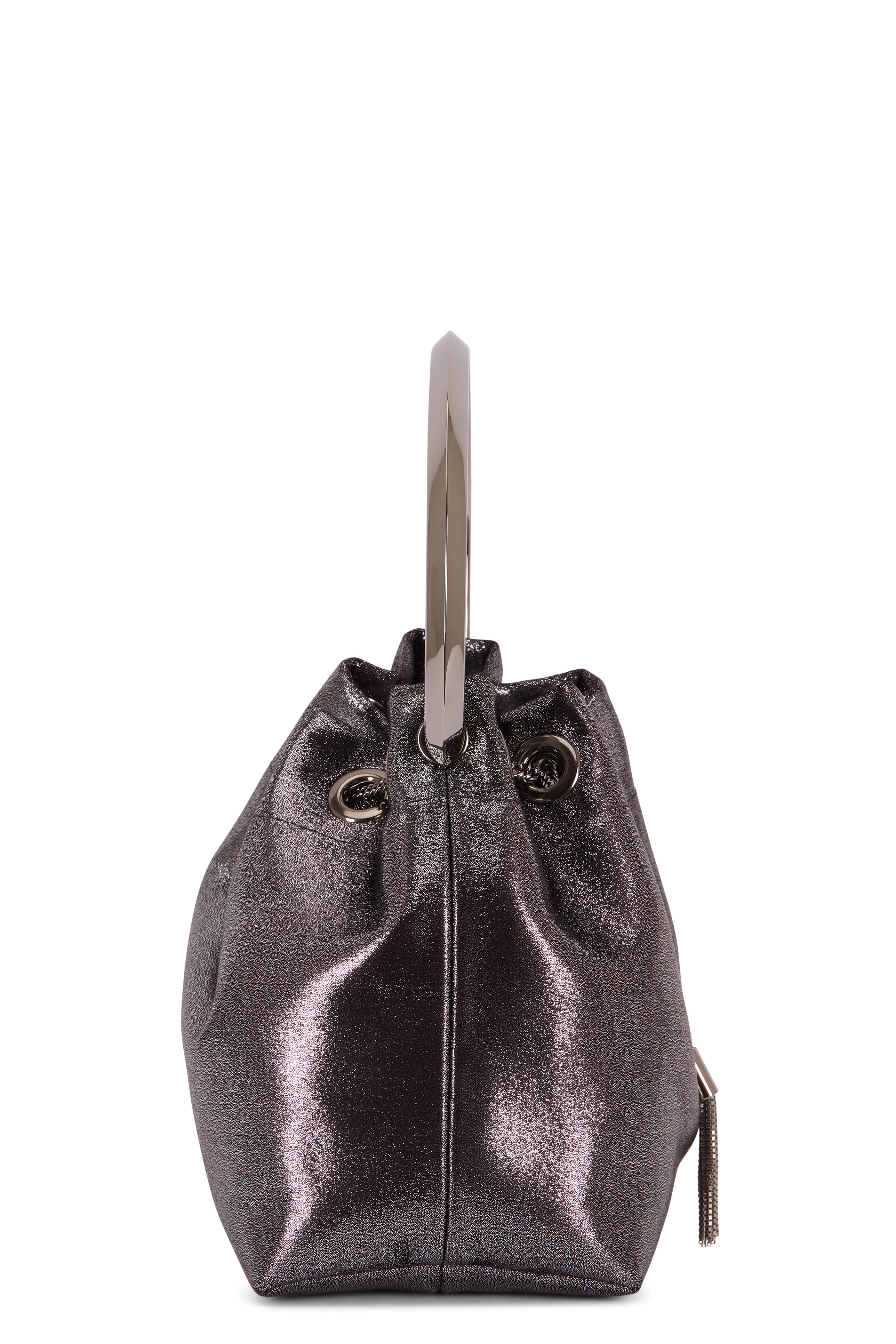Jimmy Choo - Bon Bon Gunmetal Metallic Leather Bucket Bag
