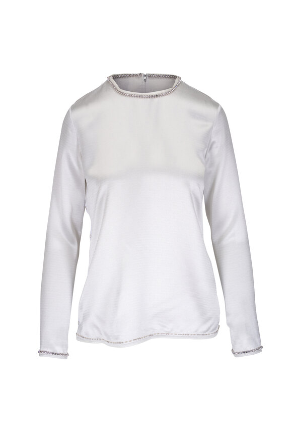 3.1 Phillip Lim Platinum Crystal Trim Side Snap Placket Top