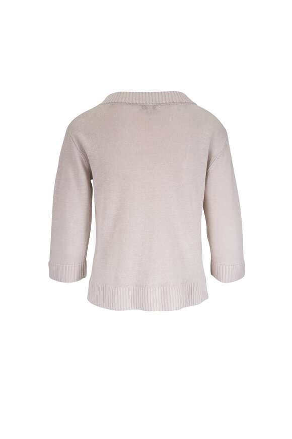 Kinross Pebble Linen Elbow Sleeve Sweater - view 2