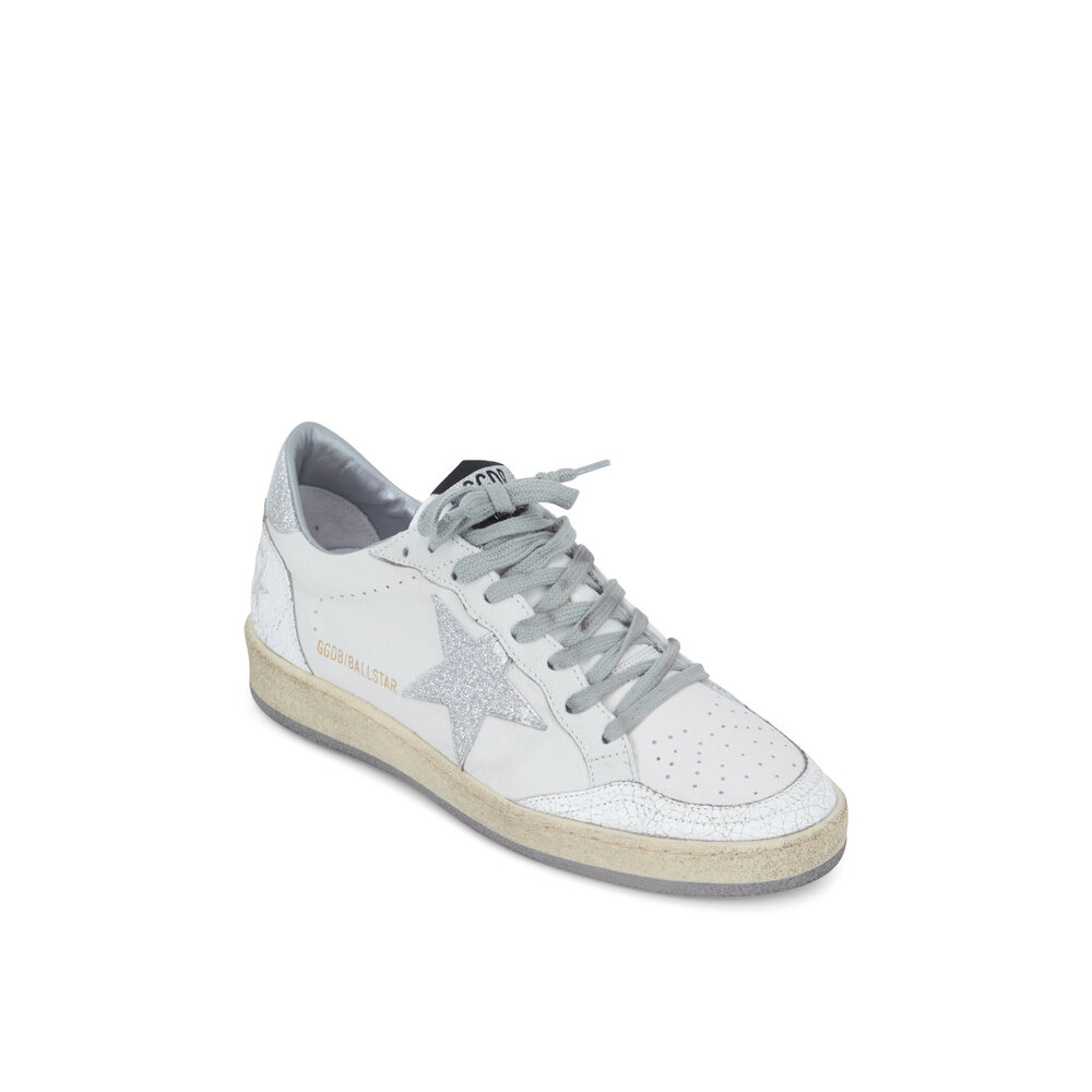 Golden Goose - Ball Star White Leather Silver Star Sneaker