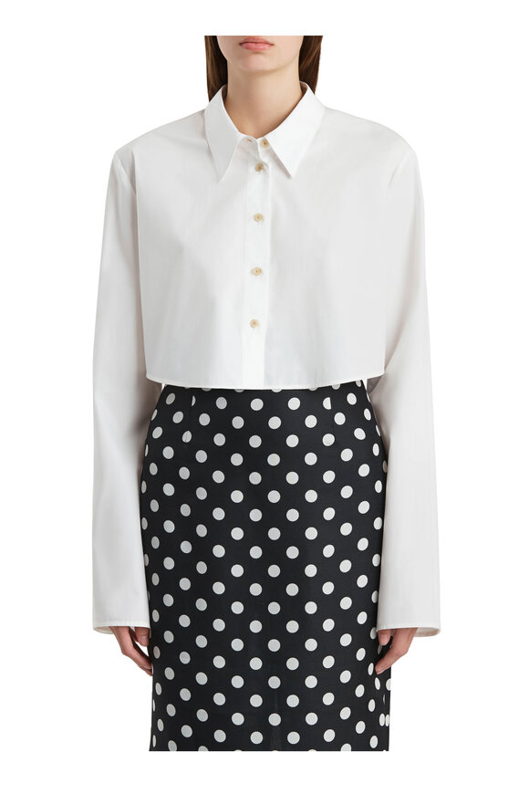 khaite newyork フリルブラウス Khaite - Fritz Chalk White Cropped Top | Mitchell Stores