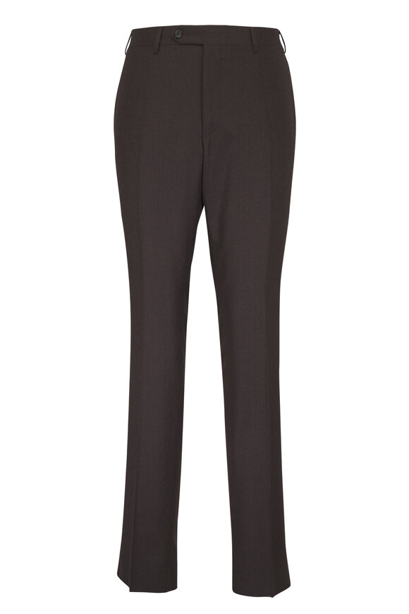 Canali Brown Wool Flannel Dress Pant - view 1