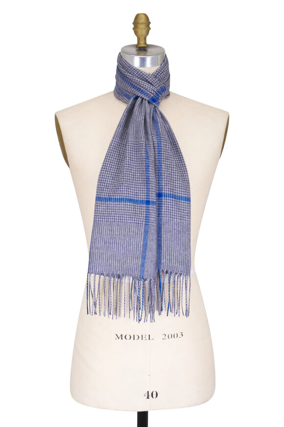 Fratelli Piacenza Illinois Gray & Blue Plaid Scarf