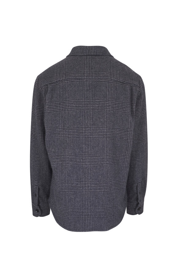 Brioni Blue Plaid Cashmere Overshirt - view 2