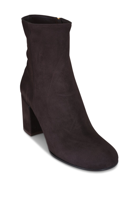 Gianvito Rossi Joelle Mocha Suede Zip Bootie, 70mm - view 1