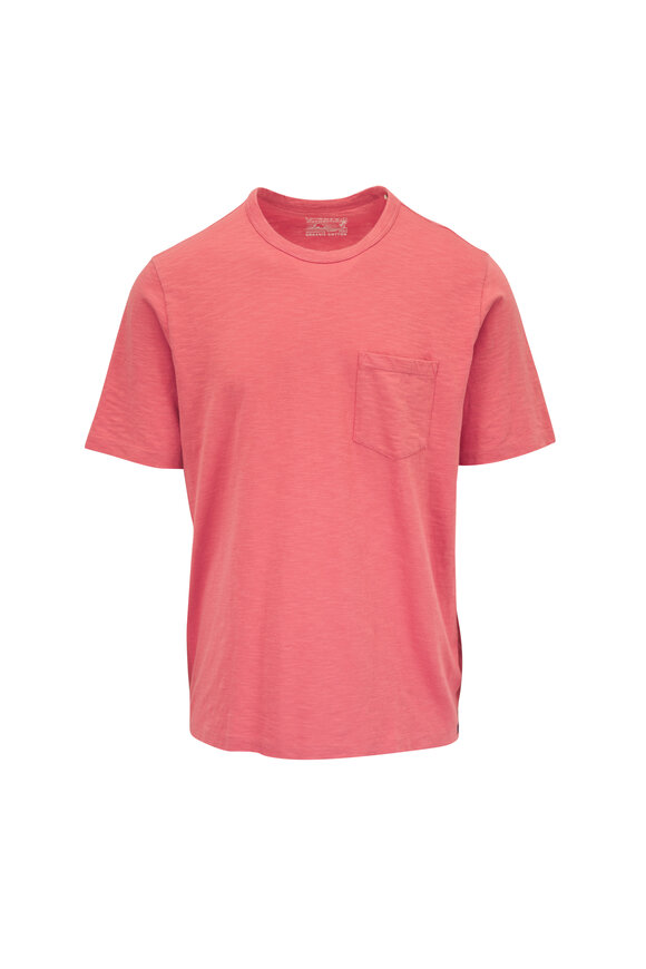 Faherty Brand Sunwashed Regenerative Coral Red Cotton T-Shirt
