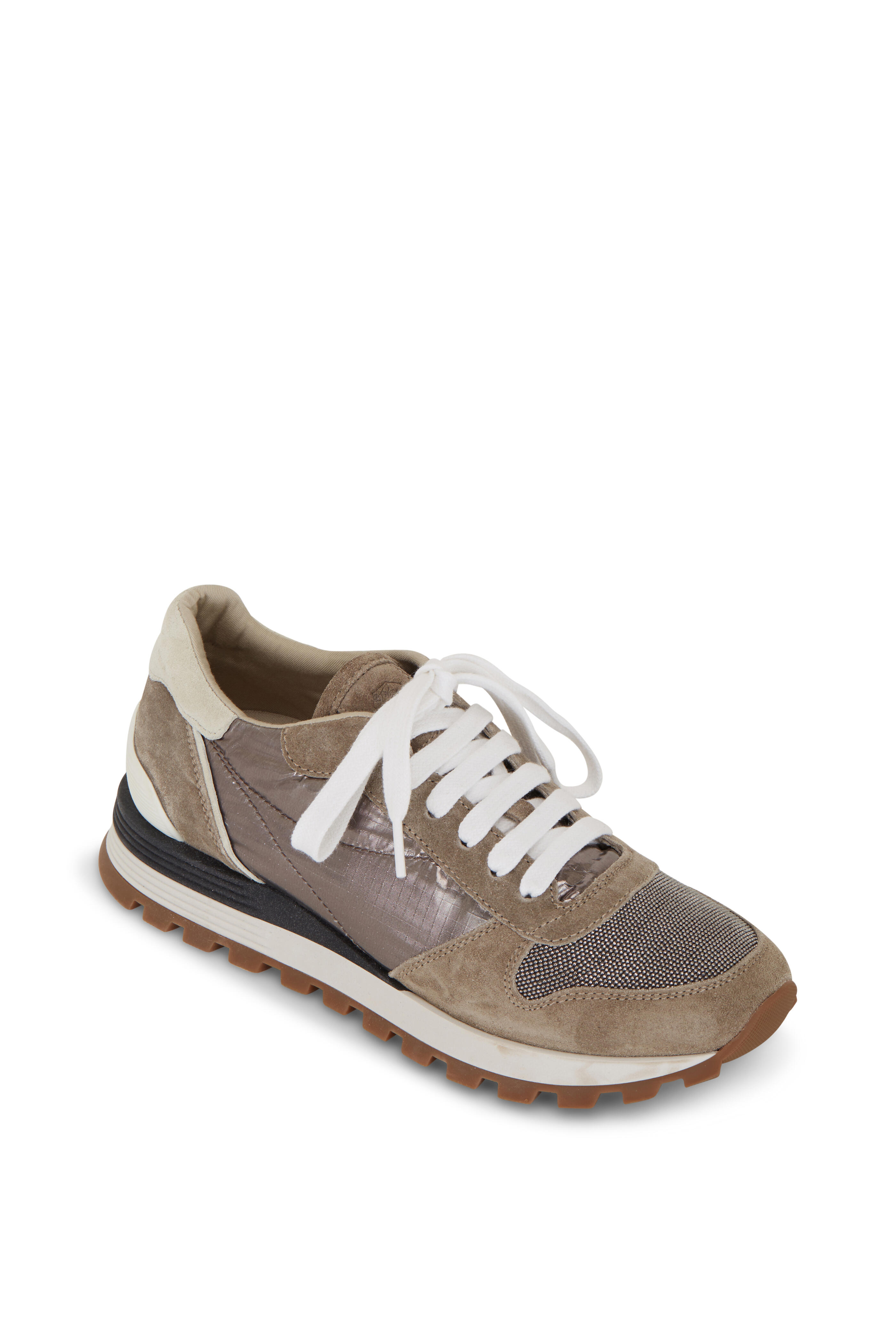 スニーカー BRUNELLO CUCINELLI MONILI TOE RUNNER SNEAKERS Brunello Cucinelli - Taupe & Bronze Suede Monili Toe Runner