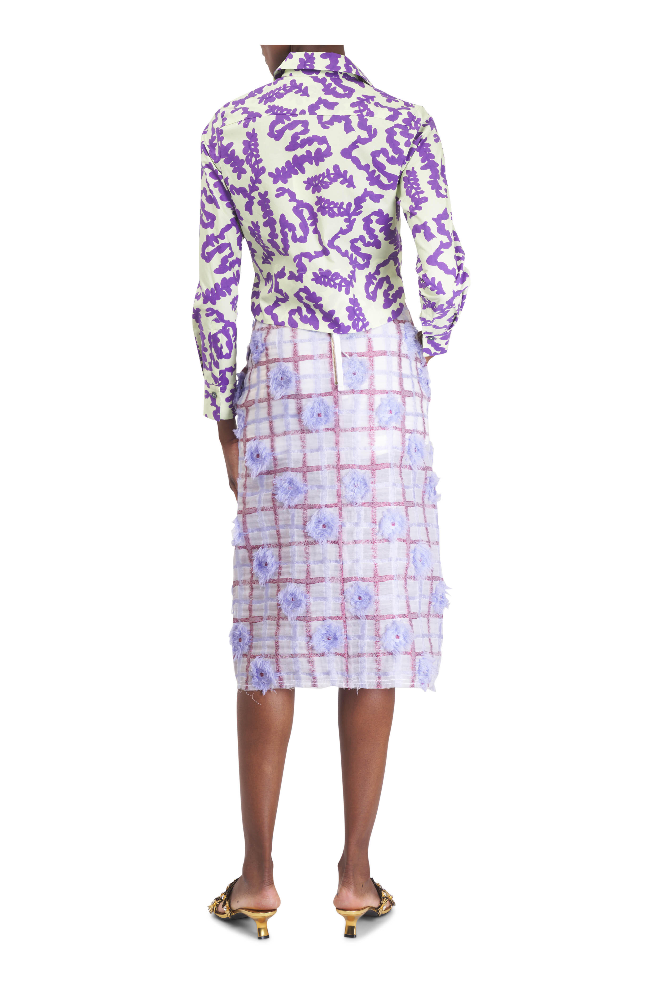 Odeeh - Periwinkle Filcoupé Check Skirt