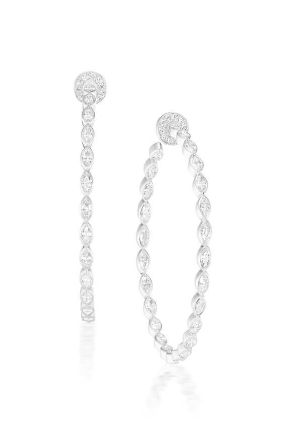 Nam Cho 18k White Gold Diamond Oval Hoop Earrings
