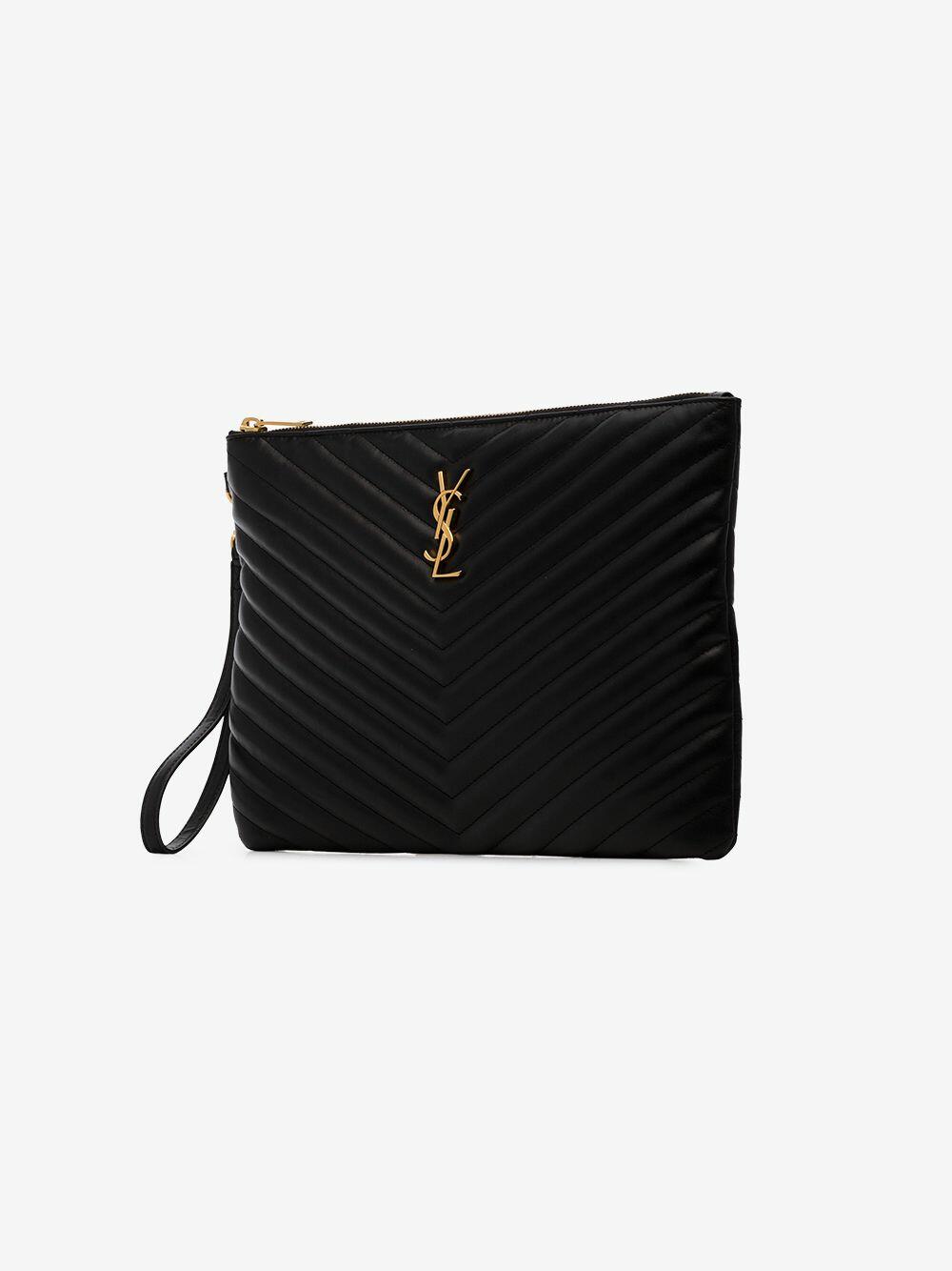 Saint Laurent Black leather iPad holder