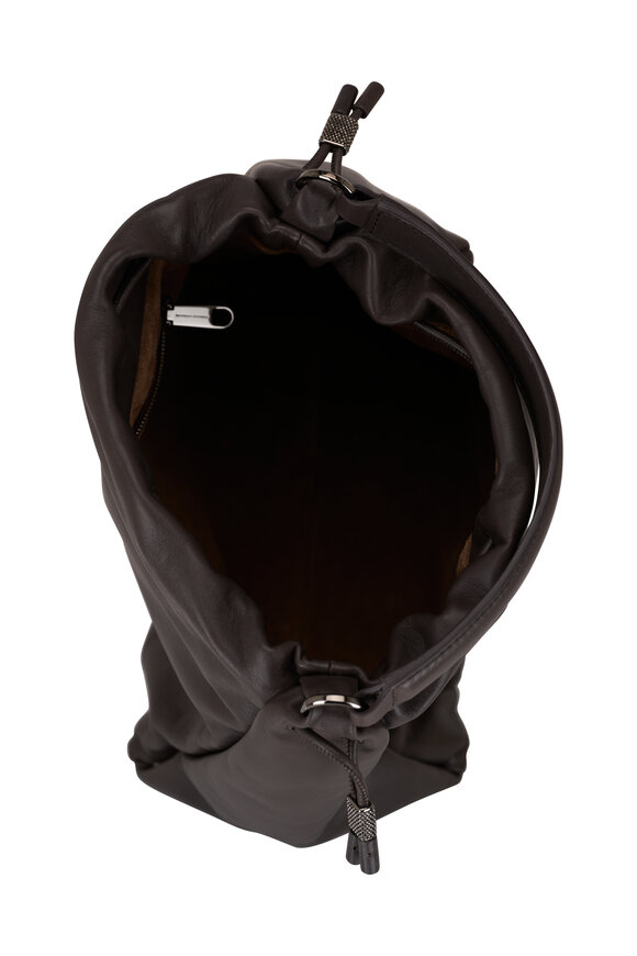 Brunello Cucinelli - Testa Dark Brown Lambskin Top Handle Bag 