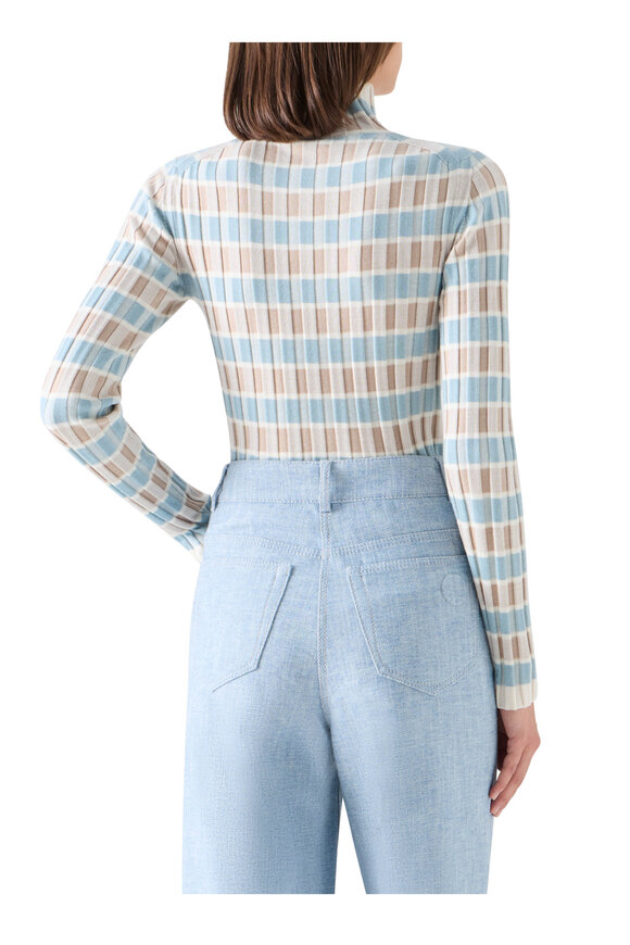 Akris Punto Light Blue & White Oat Wool Intarsia Knit Sweater - view 4