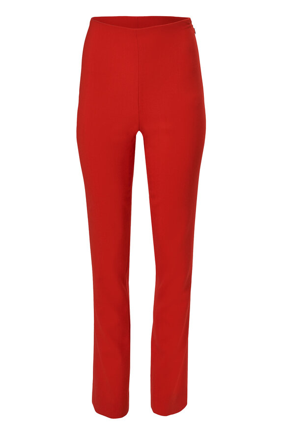 Carolina Herrera Chili Red Stretch Wool Pant - view 1