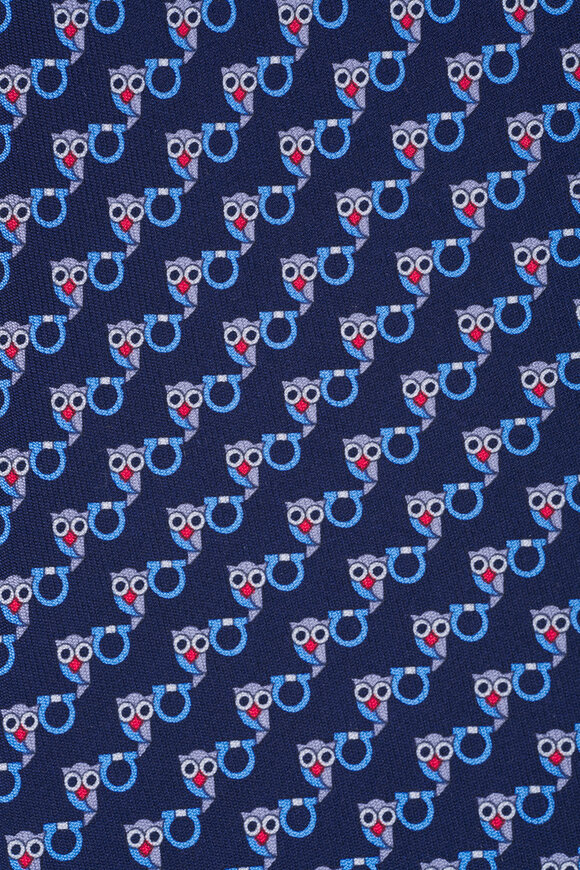 Ferragamo Navy Animal Print Silk Necktie - view 2