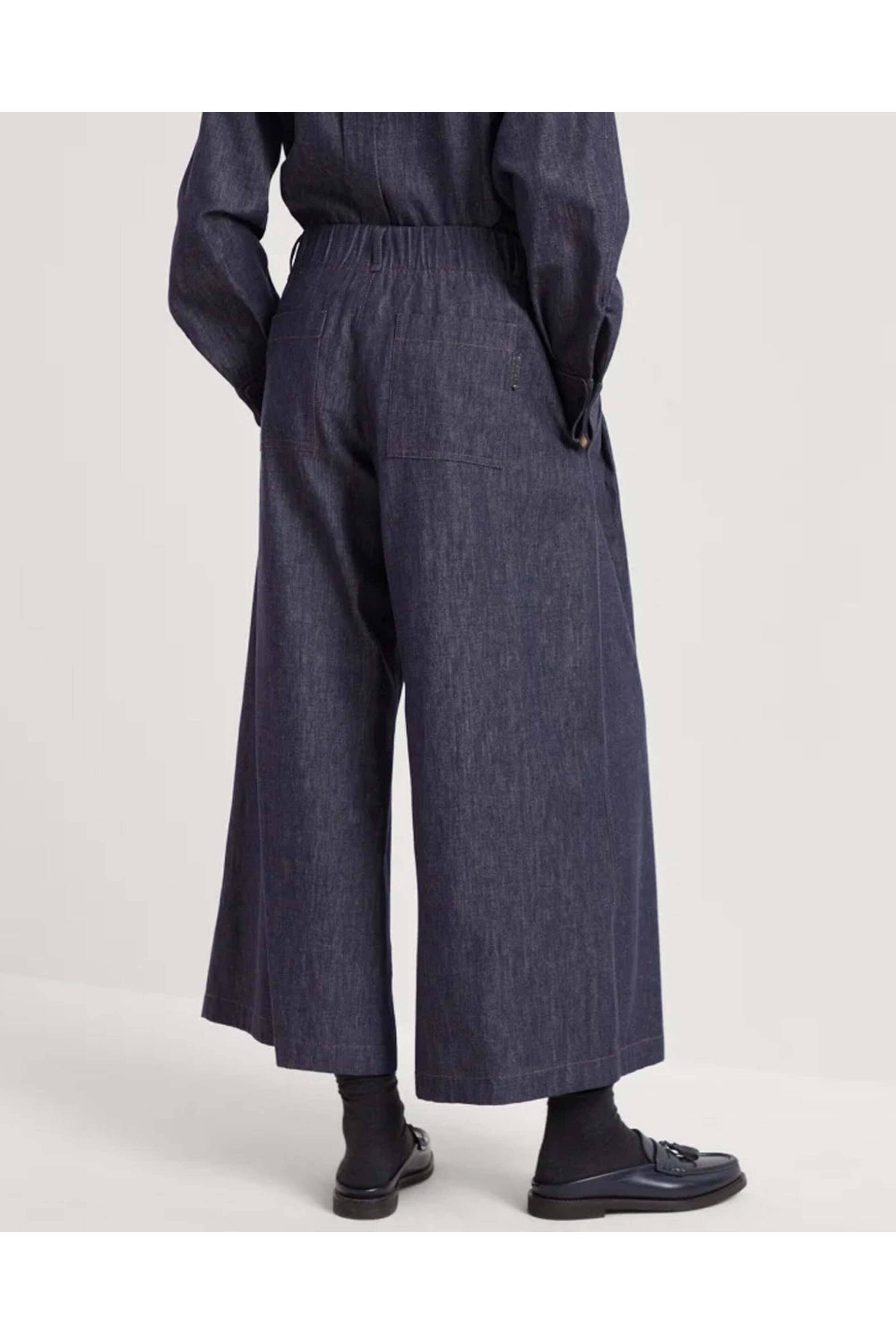 Brunello Cucinelli - Blue Denim Elastic Waist Wide Leg Pant