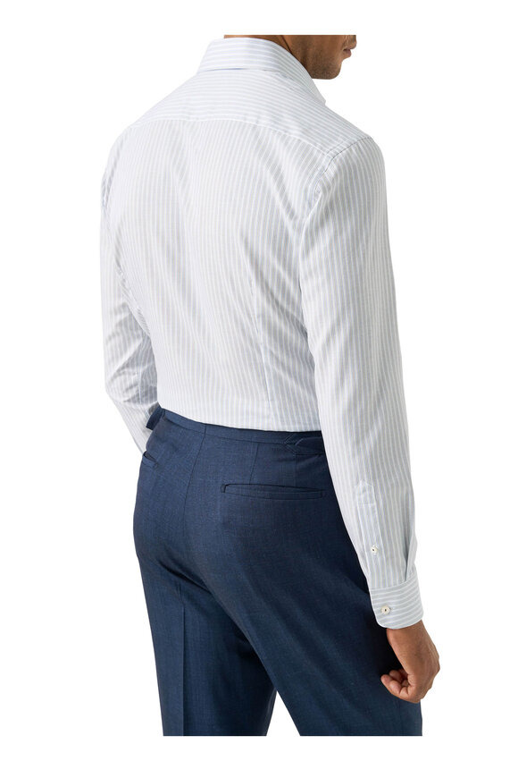 Eton Brown & Blue StrIpe Cotton & Linen Dress Shirt - view 3