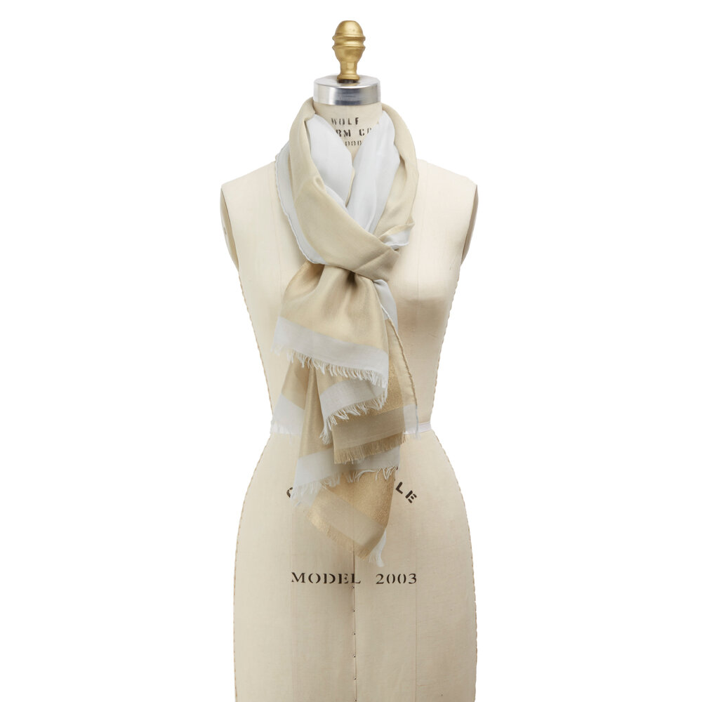 Loro Piana Light Sky Gold Stola Hydra Cashmere Voille