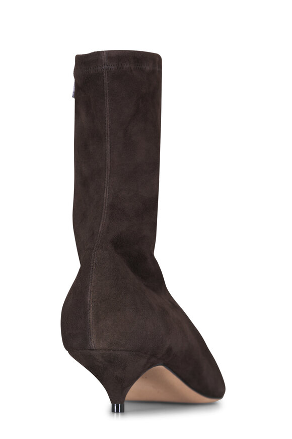 The Row Liisa Mocha Suede Kitten Heel Boot, 35mm - view 3