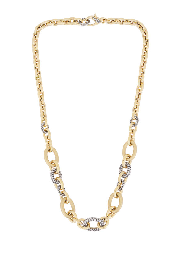 Mariani 18k Yellow Gold Diamond Large Rolo Necklace