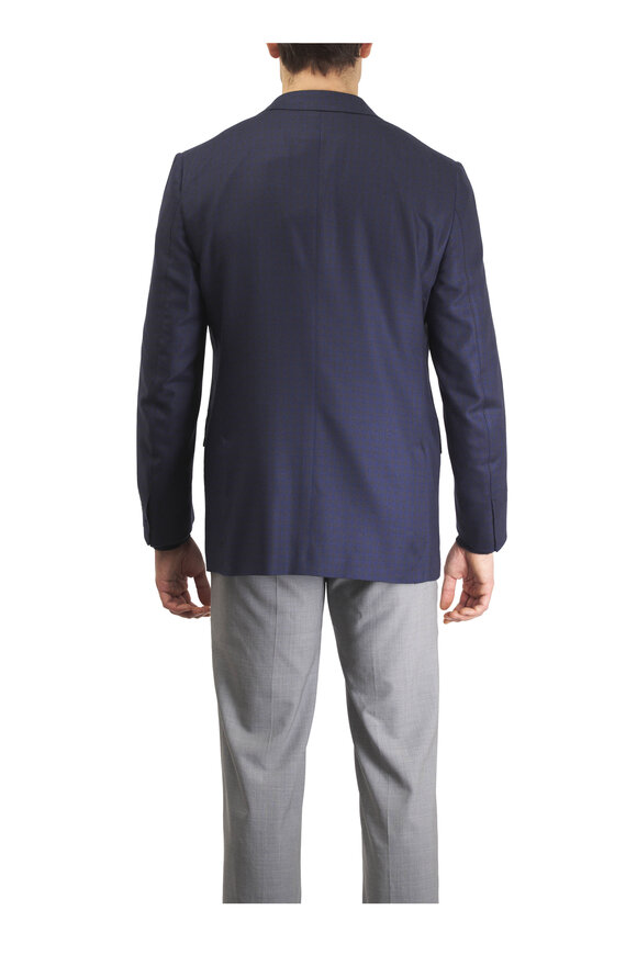 Zegna Navy Tonal Plaid Cashmere & Silk Sportcoat - view 3