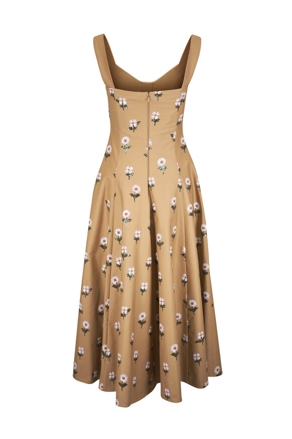 Talbot Runhof - Light Brown Sequin Floral Sleeveless Midi Dress Talbot Runhof - Light Brown Sequin Floral Sleeveless Midi Dress