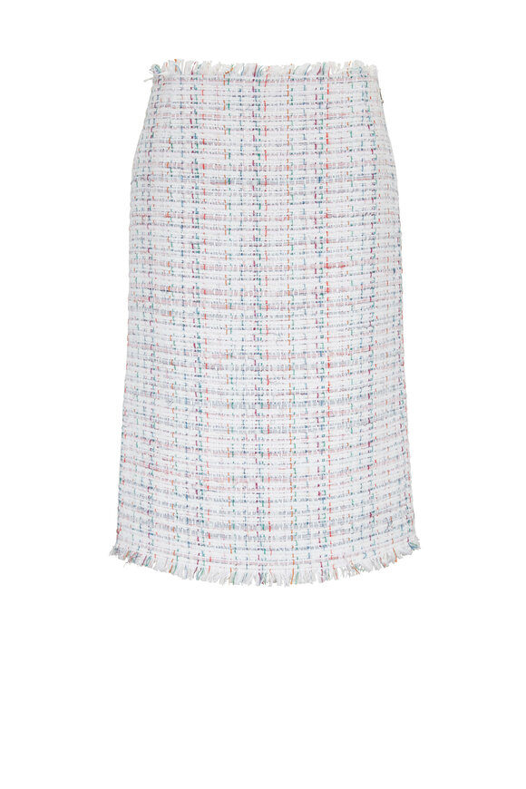 Thom Browne - White Oxford Ribbon Tweed Low-Rise Pencil Skirt