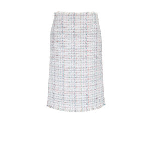 スカート laubeblanc Mix tweed Pencil skirt white Thom Browne - White Oxford Ribbon Tweed Low-Rise Pencil Skirt