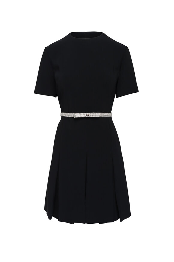 Versace Black Crystal Bow Belted Mini Dress