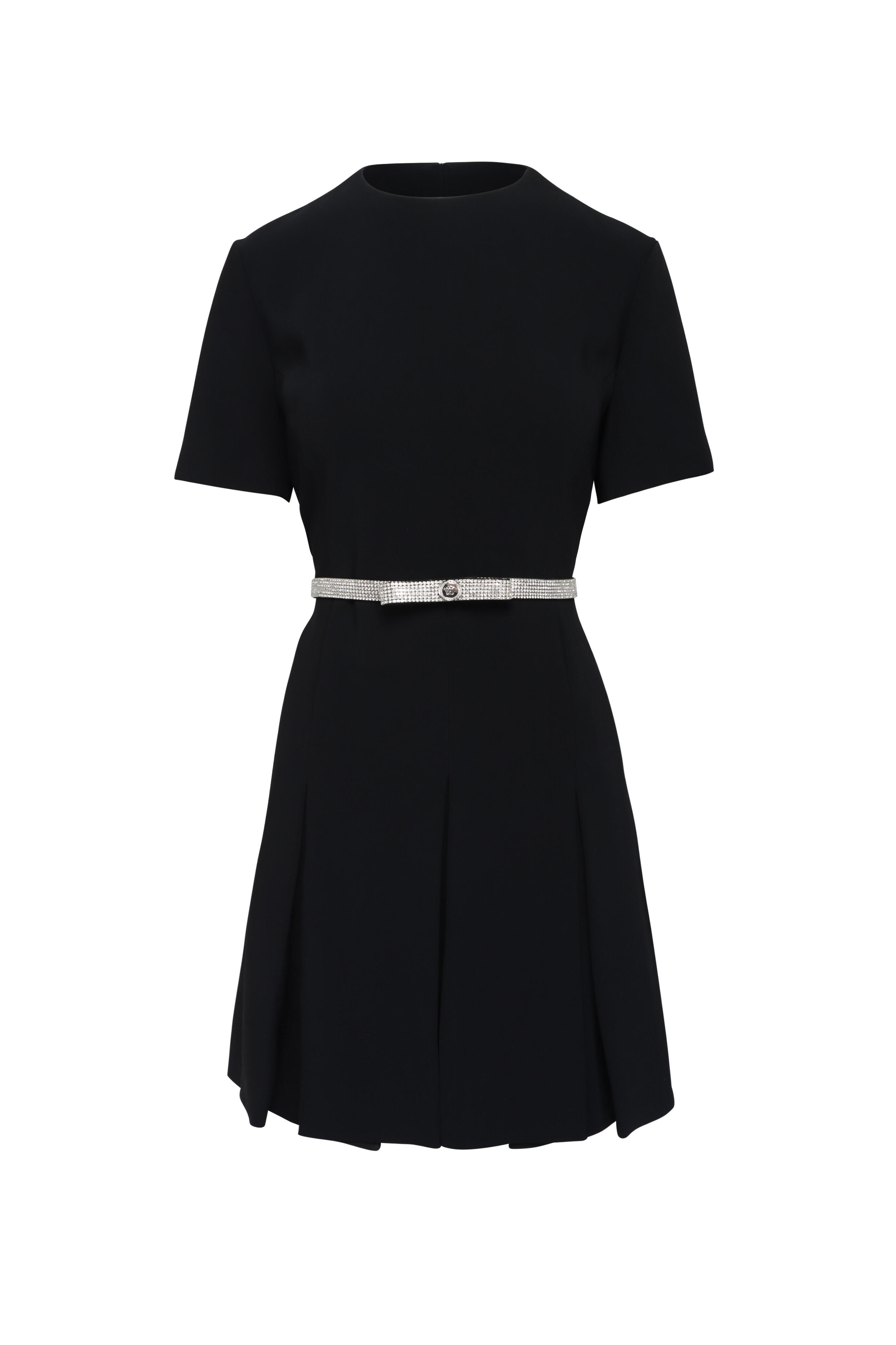 Versace - Black Crystal Bow Belted Mini Dress