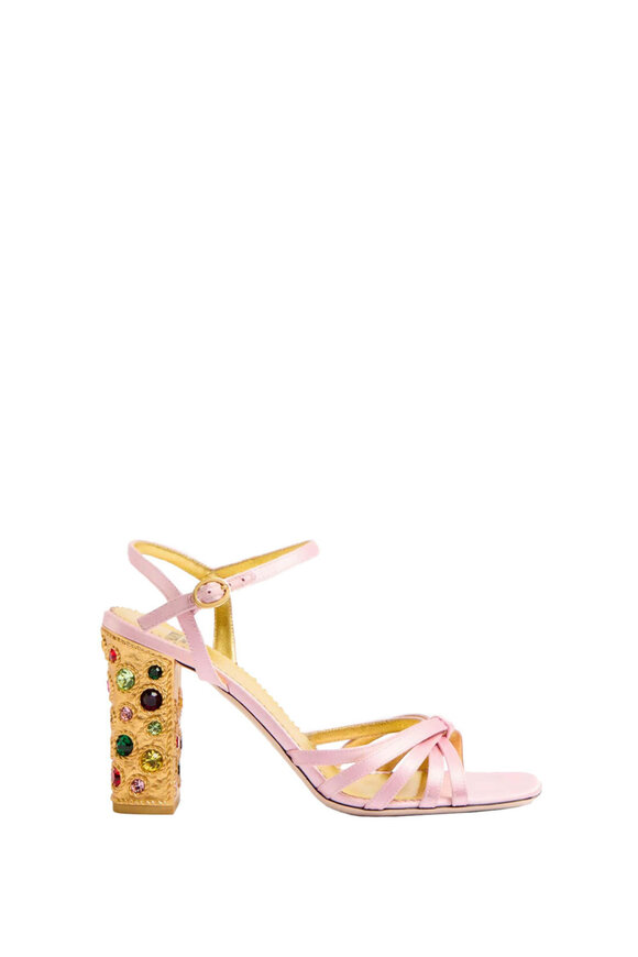 Valentino Garavani Preshoes Rose Multi Crystal Satin Sandal, 90mm