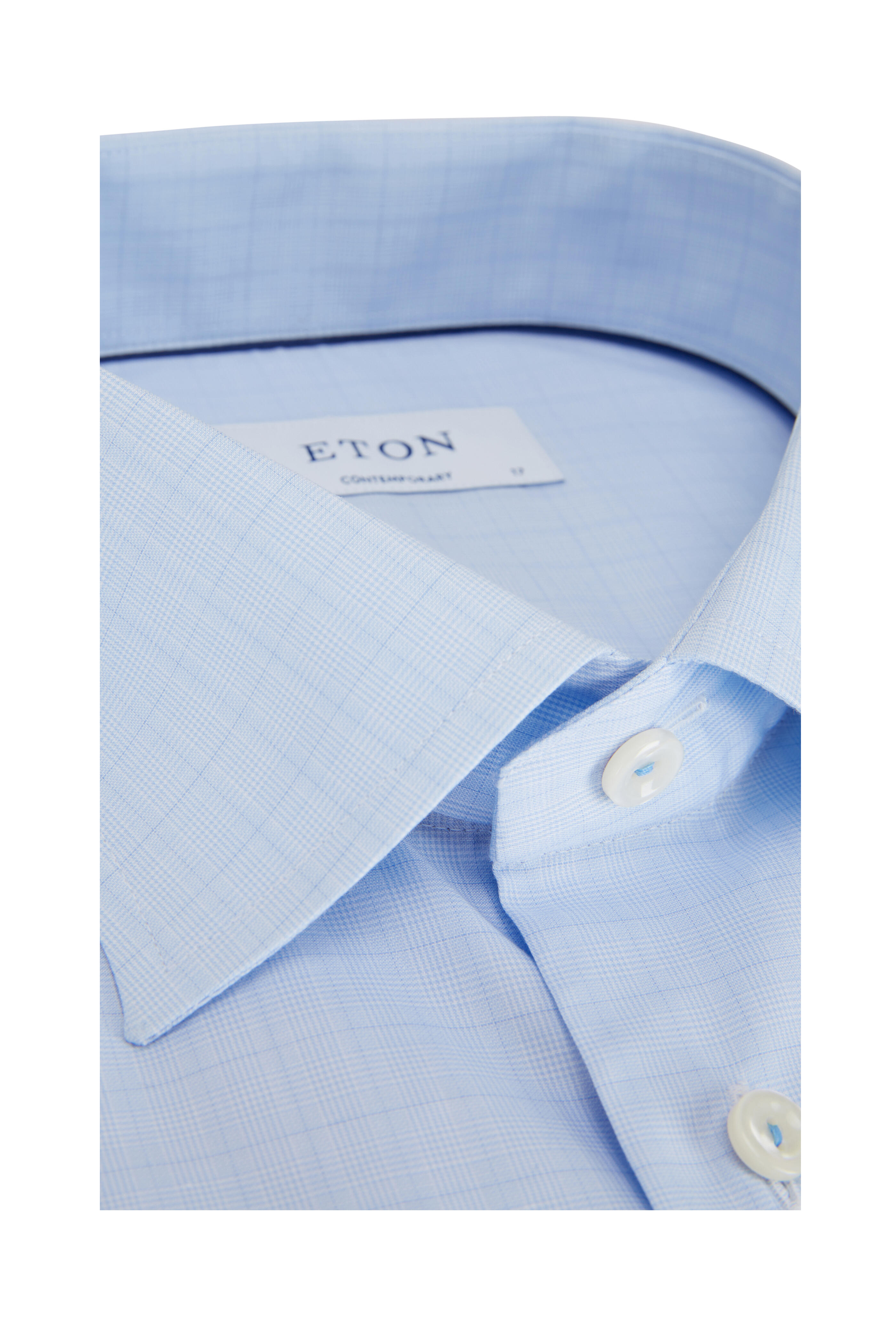 Eton - Blue Faint Check Contemporary Fit Sport Shirt