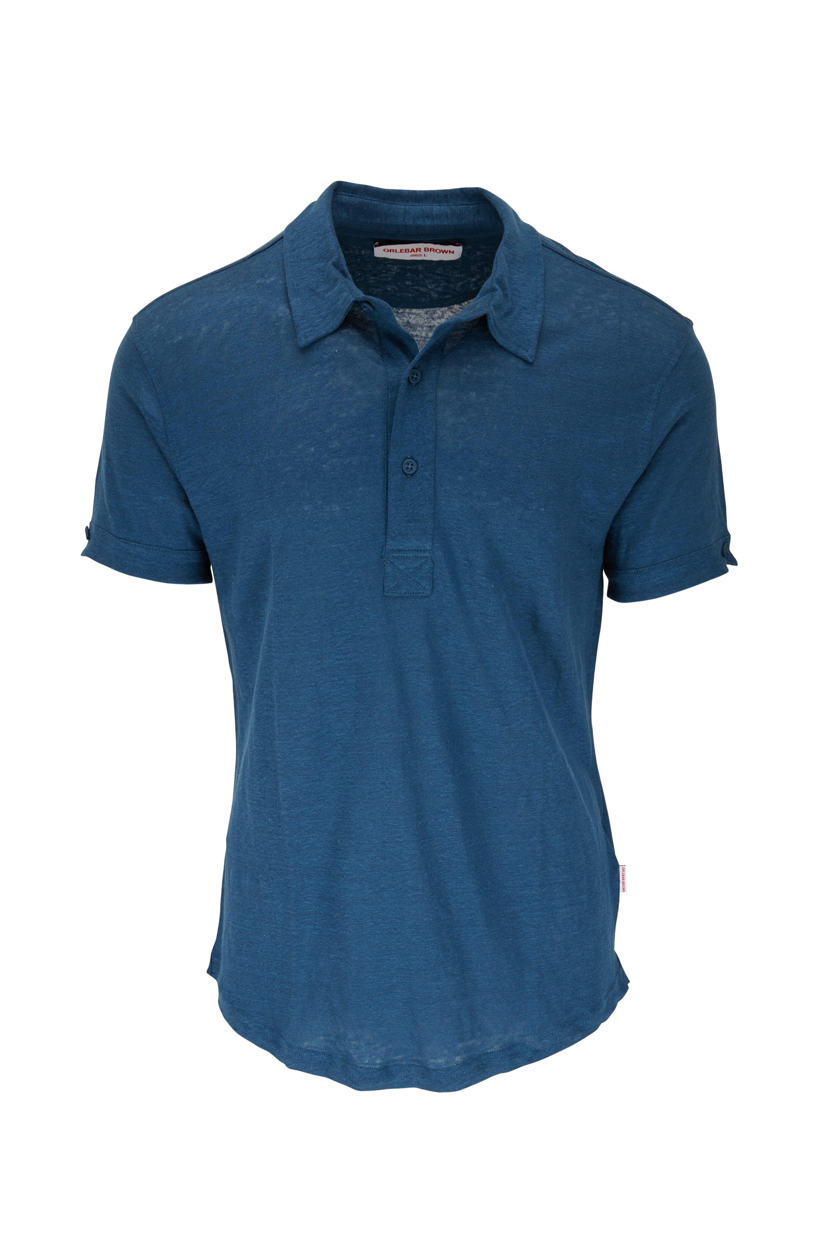 Orlebar Brown - Sebastian Blue Slate Linen Tailored Fit Polo