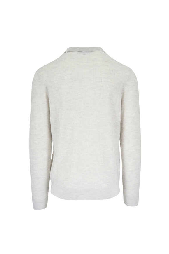 Patrick Assaraf Vanilla Wool Rib Knit Quarter Zip Polo - view 2