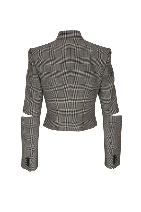 McQueen - Black & Ivory Prince Of Wales Slashed Blazer