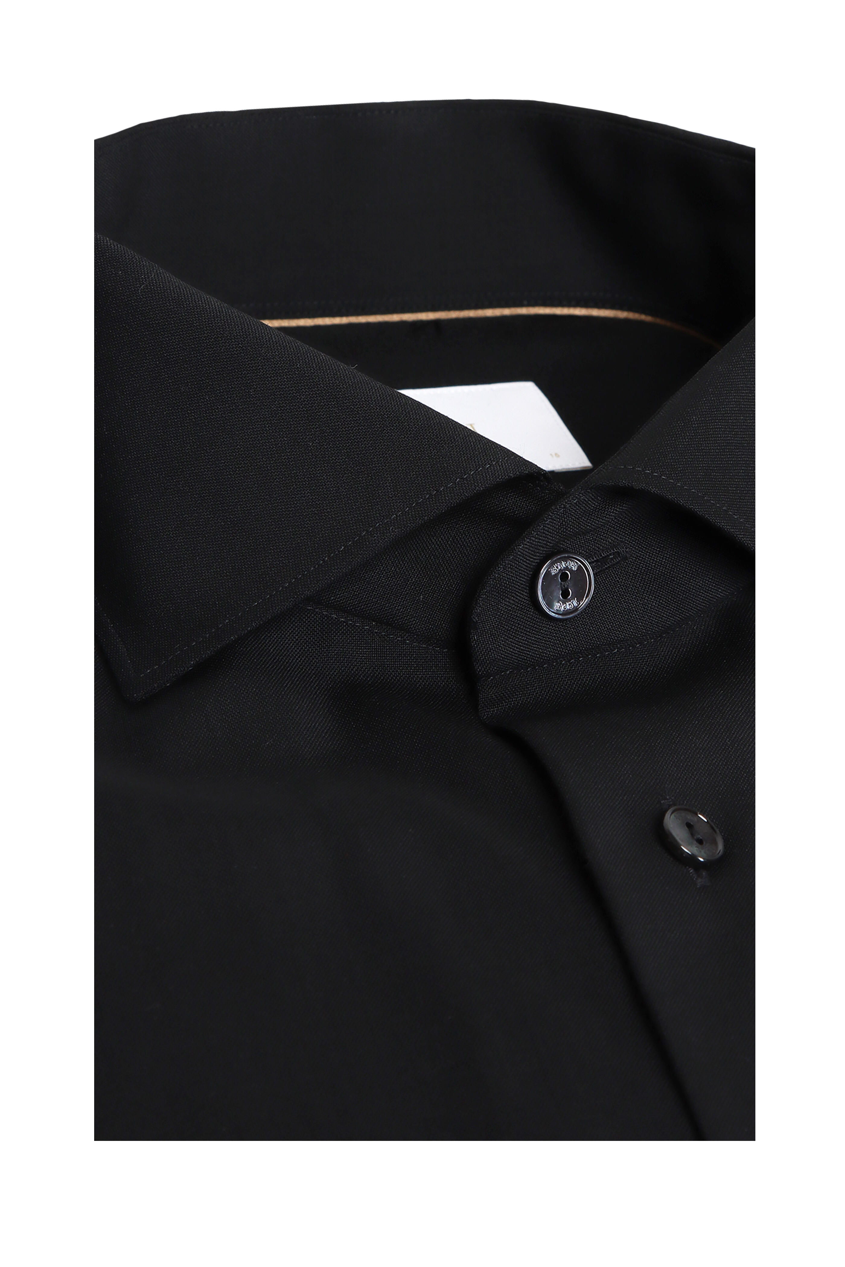 Eton - Solid Black Wool Dress Shirt