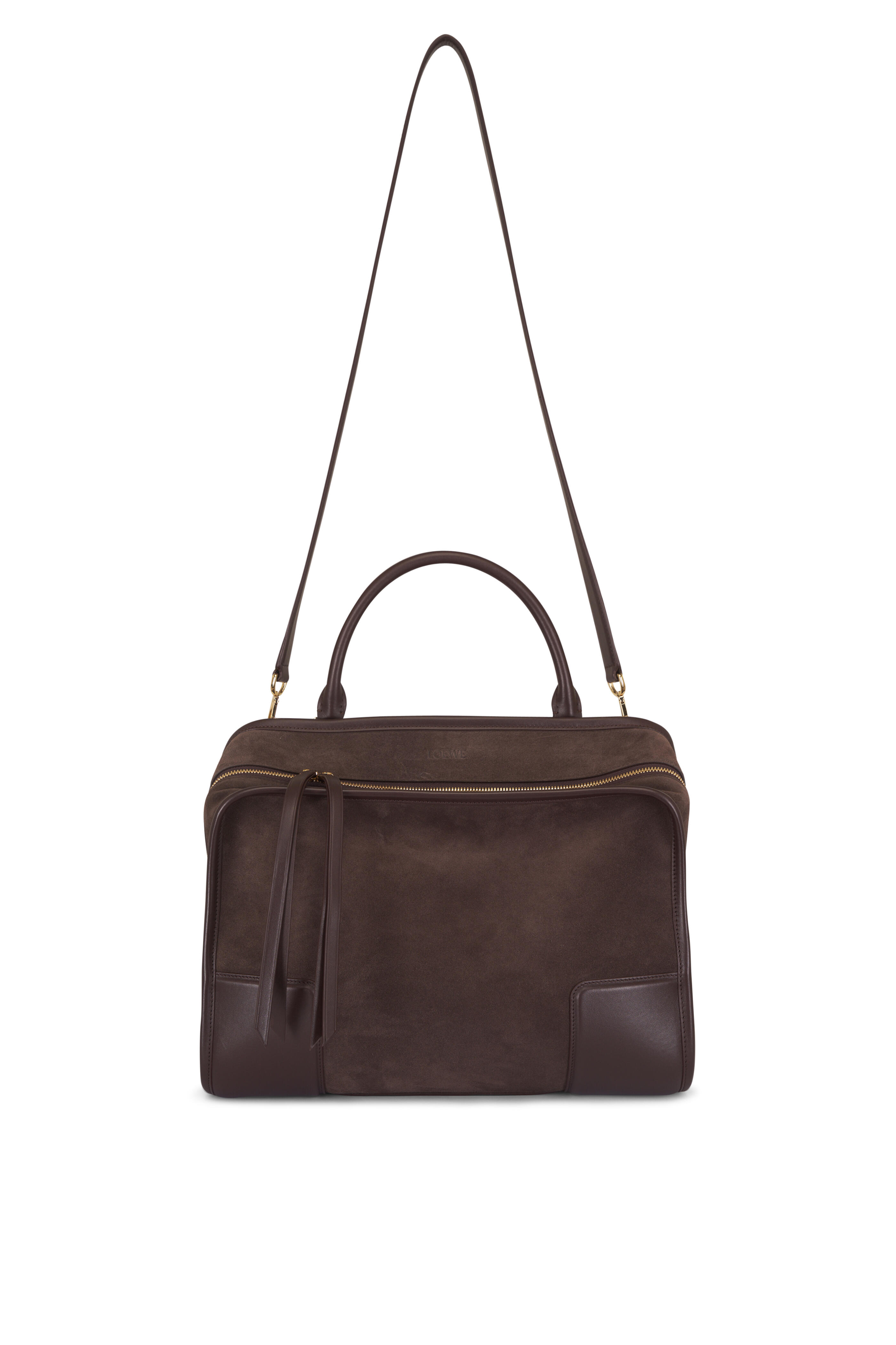 Loewe - Large Amazona 180 Dark Chestnut Suede Bag - view 1