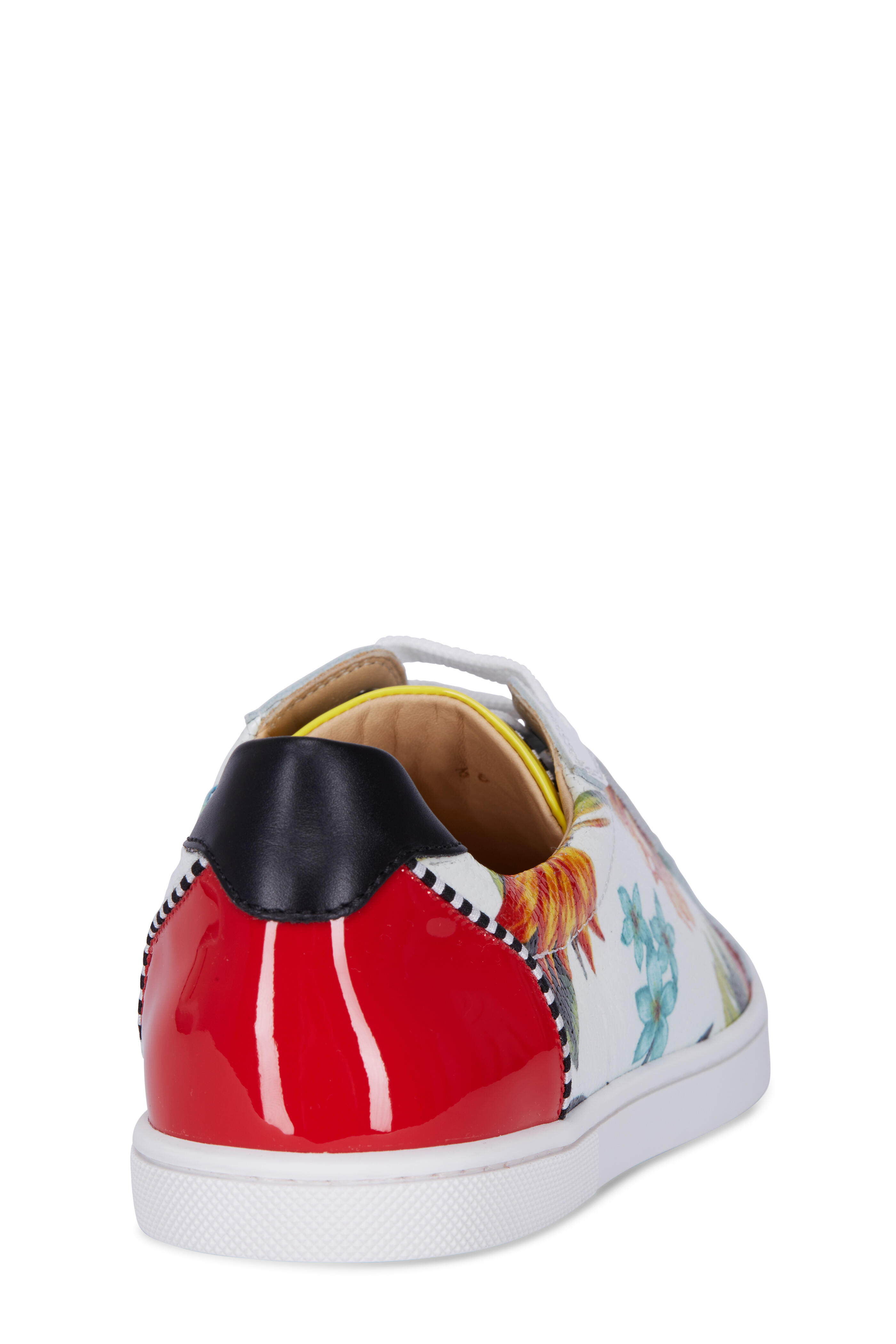 Christian Louboutin - Seava White Hawaiian Print Lace-Up Sneaker