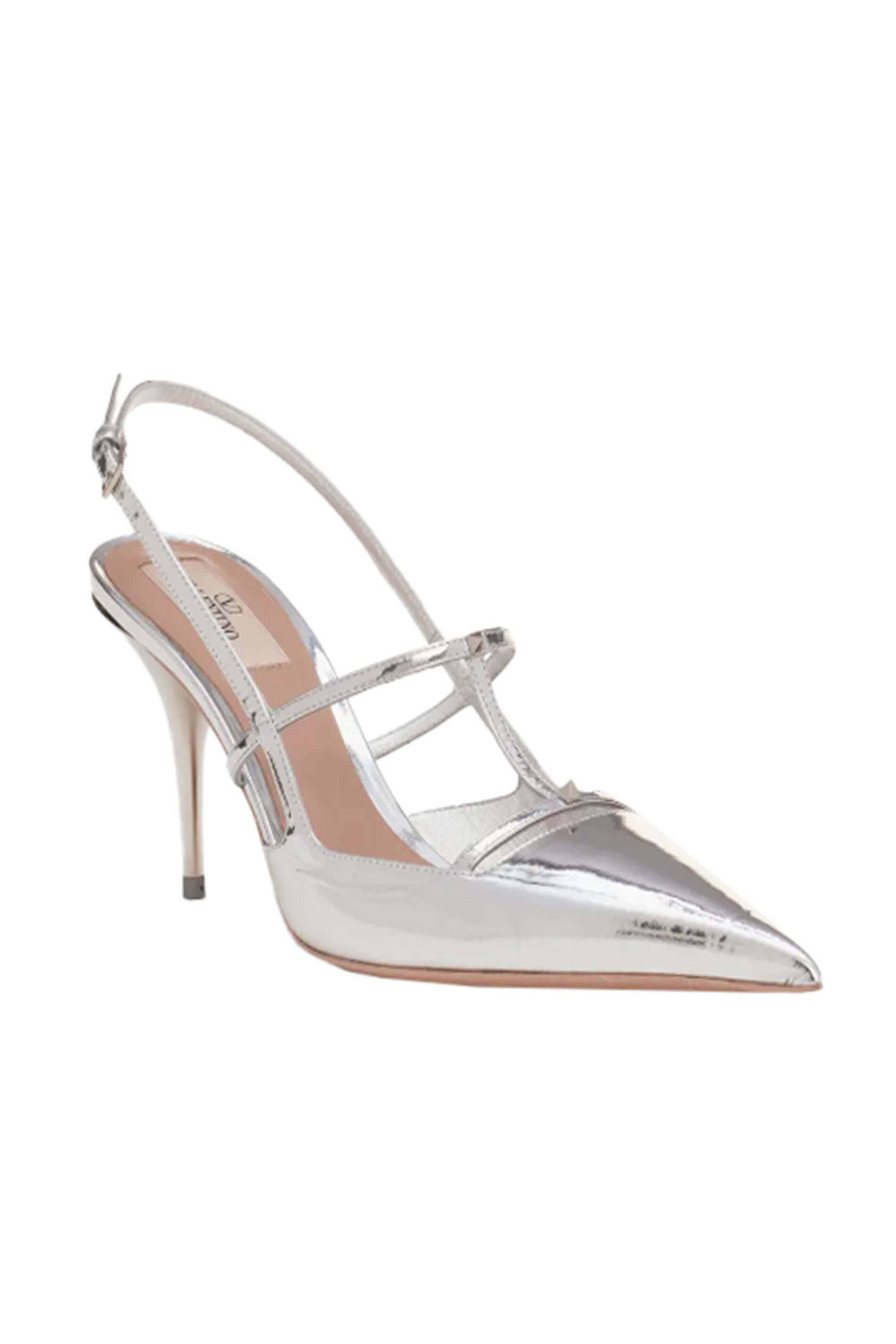 Valentino Garavani - Rockstud Wispy Slingback Pump in Silver - view 1