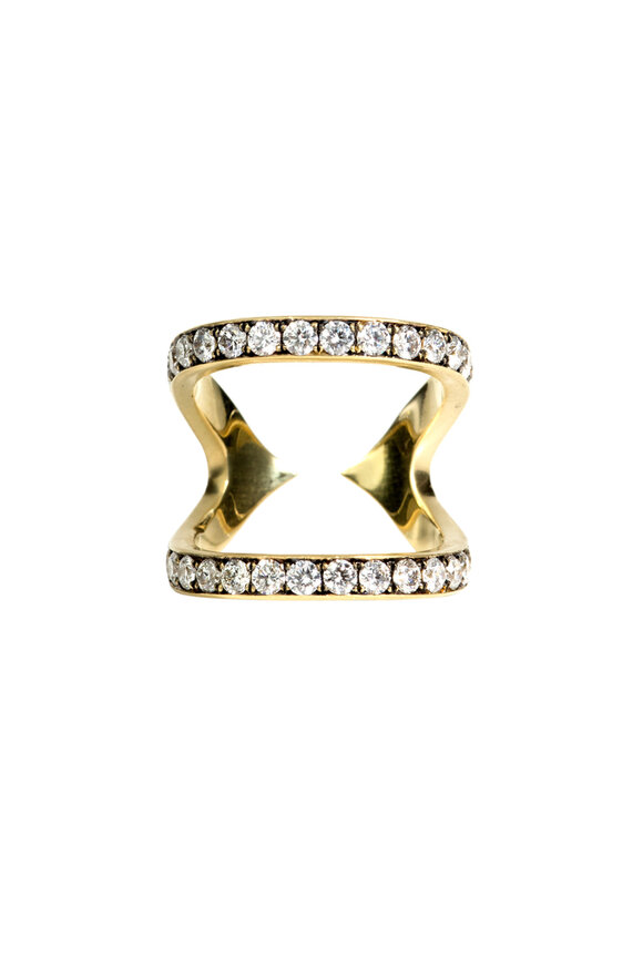 Sylva & Cie - 18K Yellow Gold Diamond Double Rail Ring
