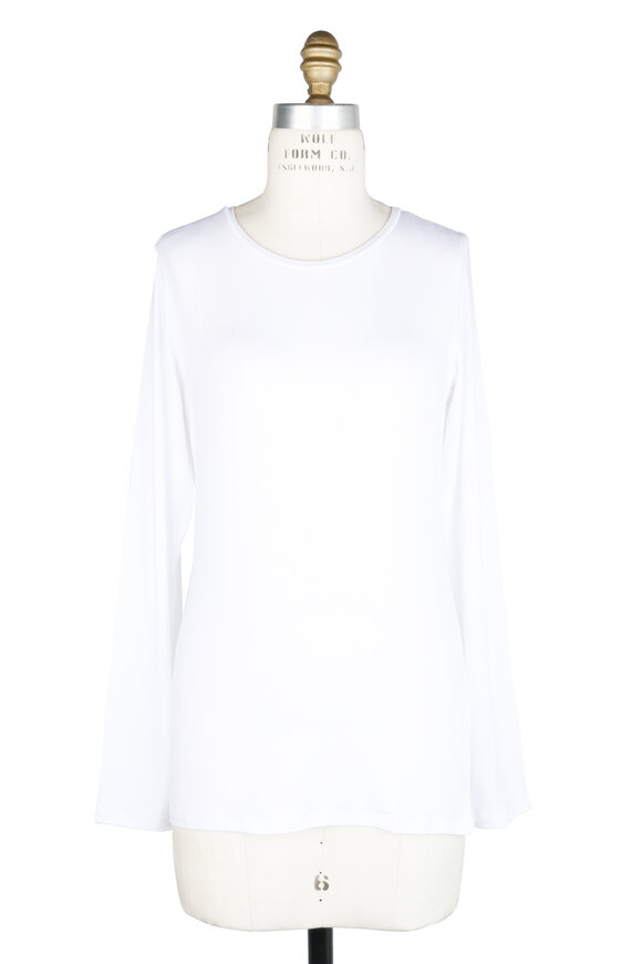 Majestic - White Long Sleeve Crewneck Top