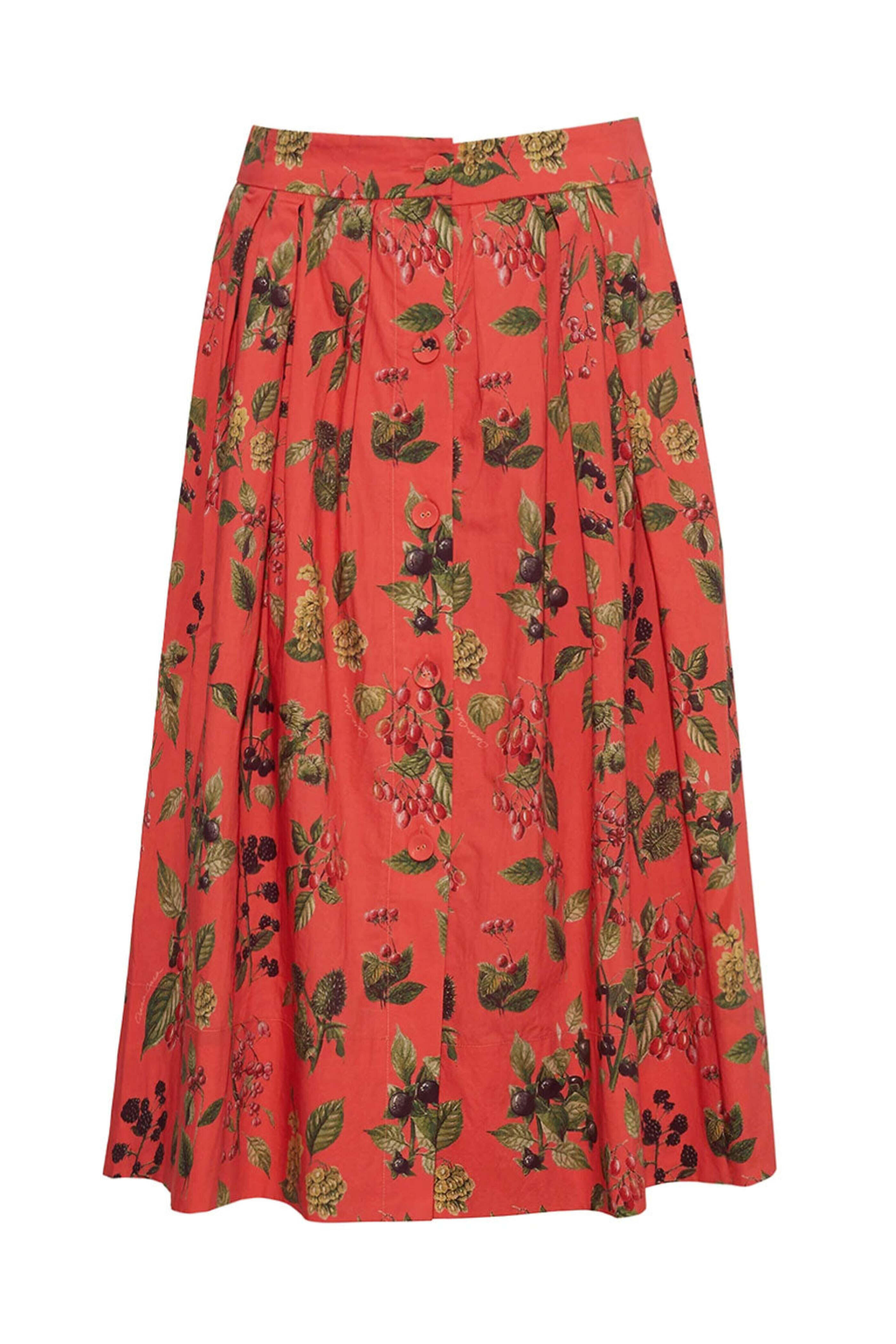 Cara Cara - Coral Botanical Marge Midi Skirt
