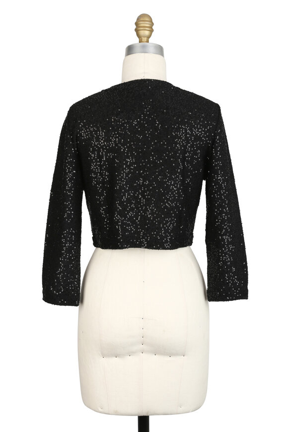 Oscar de la Renta - Black Silk Blend Sequin Shrug