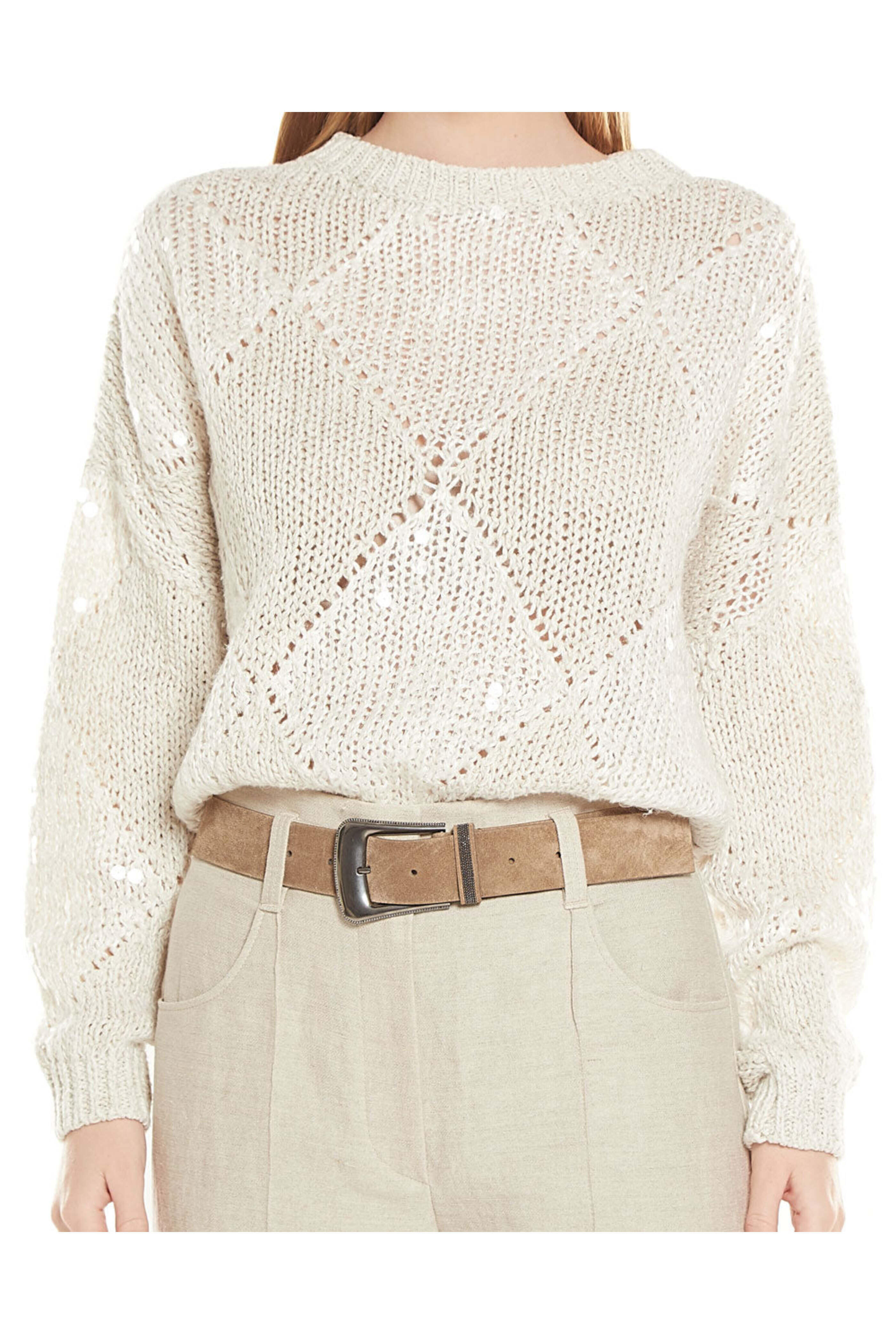 Brunello Cucinelli - Oat Argyle Opera Cotton Jute Knit Sweater