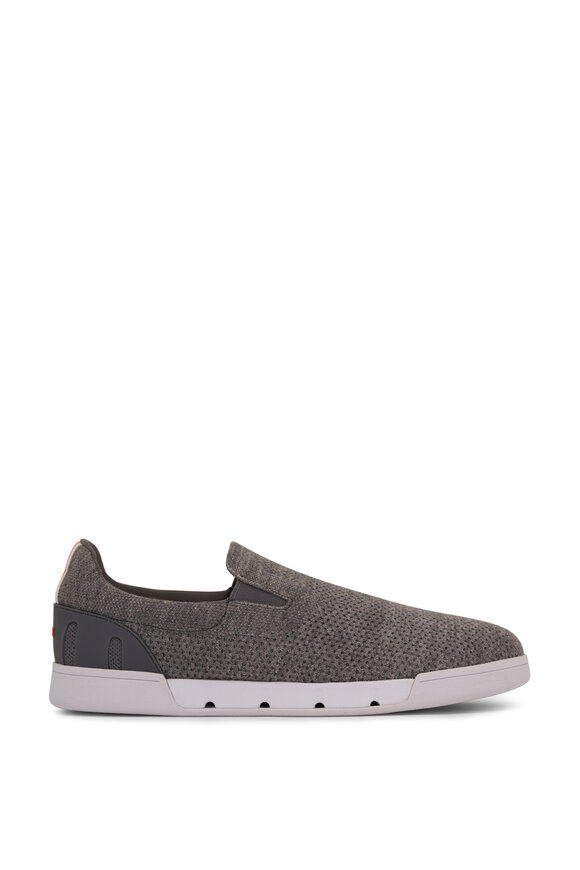 Swims - Breeze Tennis Gray Mélange Knit Slip On Sneaker