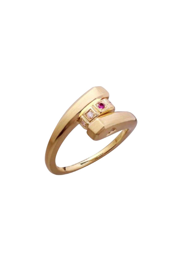 James Banks 18K Yellow Gold Brown Diamond Codette Ring