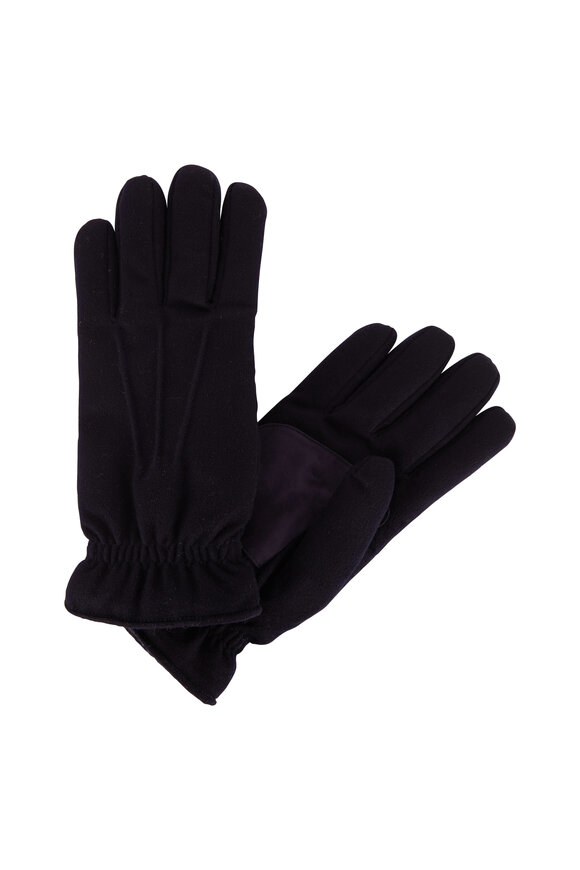 Loro Piana Navy Suede & Cashmere Gloves