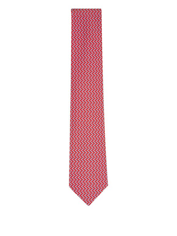 Ferragamo Orange Pelican Print Silk Necktie - view 3