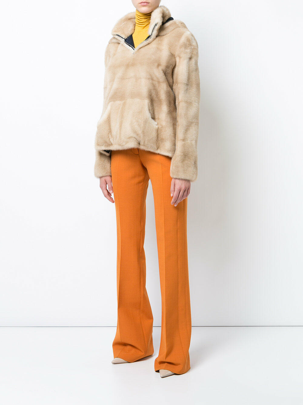 Oscar de la Renta Furs - Natural Palomino Mink Hooded Pullover