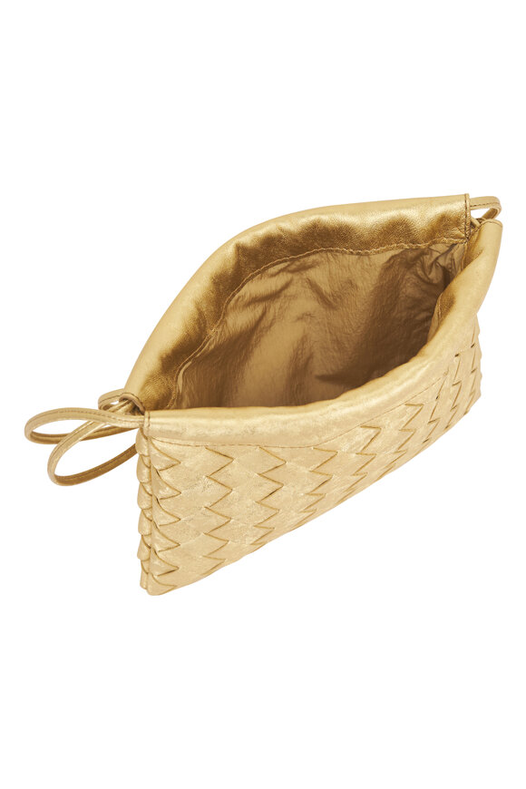 Bottega Veneta Small Dustbag Gold Intrecciato Leather Pouch - view 5