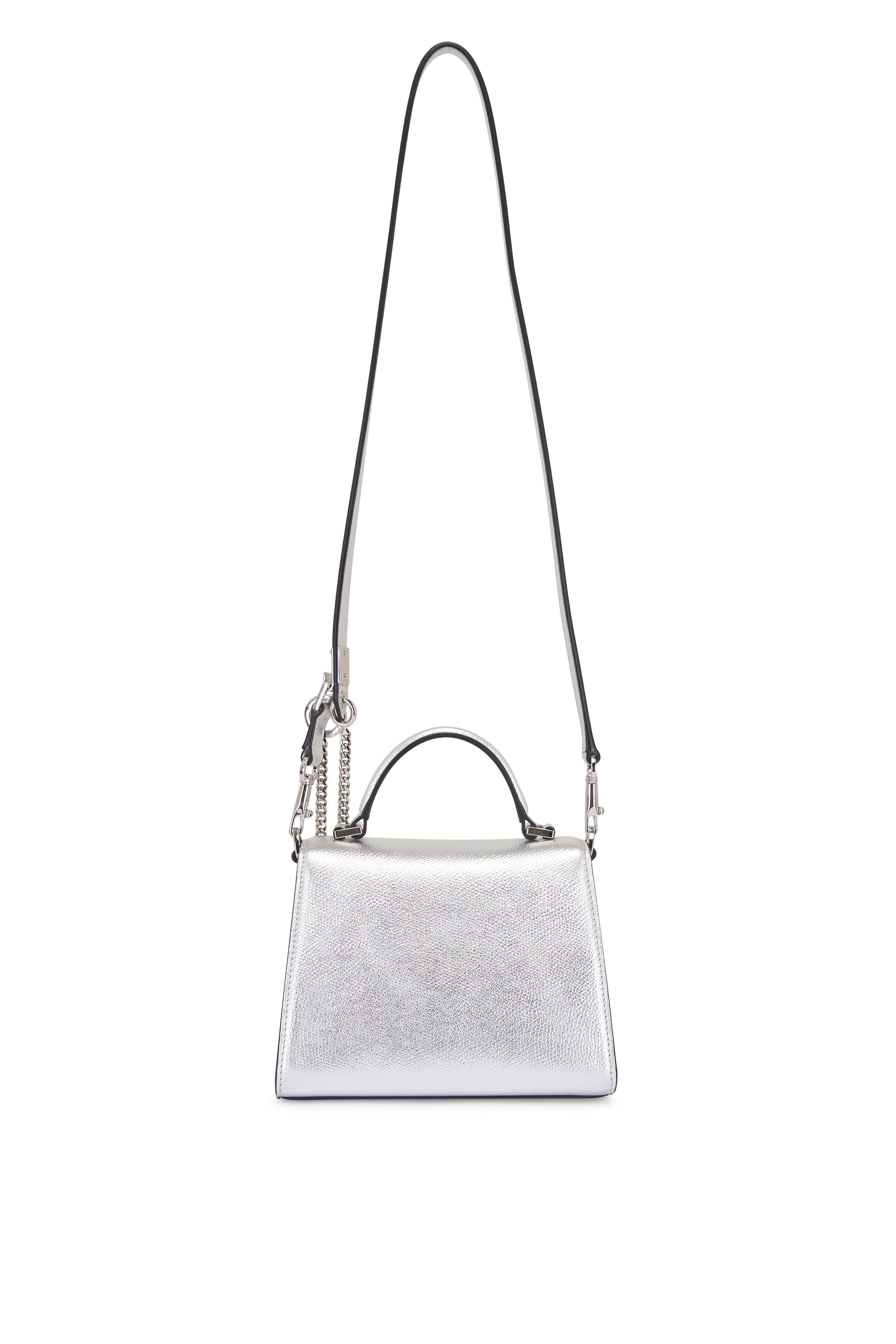 Valentino Garavani - Mini Vsling Silver Leather Top Handle Bag
